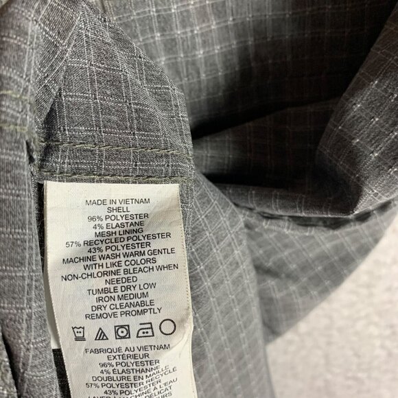 PrAna Men's Gray Garvan Short Sleeve Checkered Pattern Button Up Shirt Size XL - Picture 6 of 10